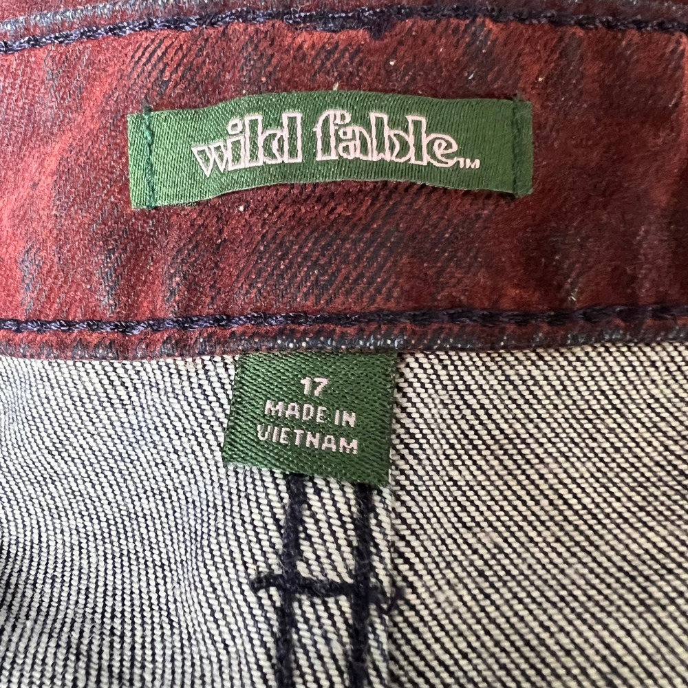Wild Fable Womens Burgundy Flocked Denim Mini Skirt Size 17 Y2K - Picture 4 of 6